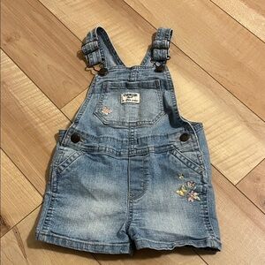 OshKosh B'gosh Light Blue Denim Shortalls with Floral Embroidery
